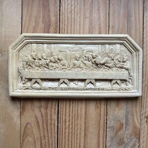 VTG  Chalkware 3D The Lords Supper Raised Relief Jesus Wall Hanging Plaque Decor
